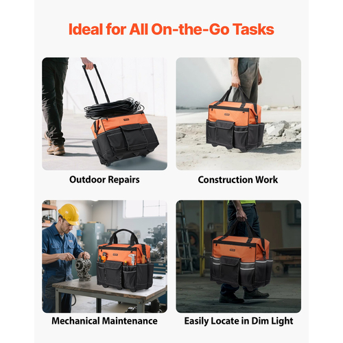 Τσάντα εργαλείων VEVOR Rolling Tool Bag 27 θέσεων, βαρέως τύπου, με ρόδες