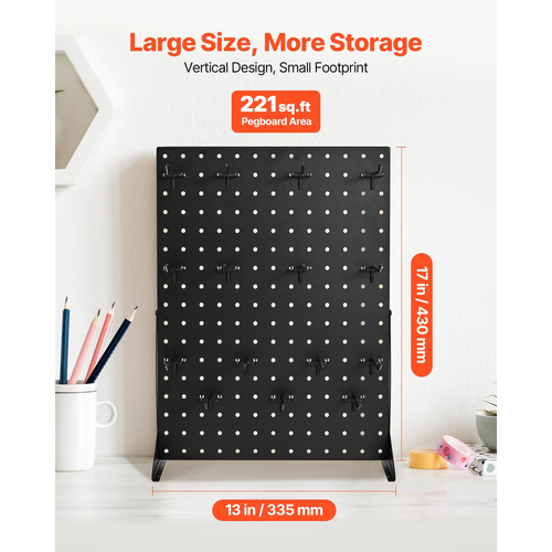 Βάση προβολής VEVOR Pegboard με 15 γάντζους, μαύρη (1 τεμάχιο)