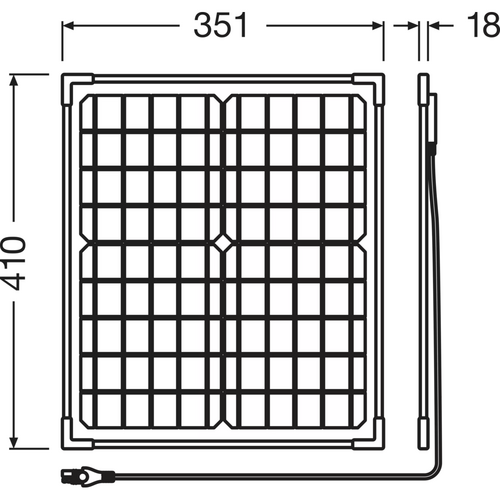 ΗΛΙΑΚΟΣ ΦΟΡΤΙΣΤΗΣ ΜΠΑΤΑΡΙΑΣ (ΠΑΝΕΛ) 18V 1,1Α 41x35,1x1.8cm/ΚΑΛΩΔΙΟ 300cm BATTERYCHARGE SOLAR OSRAM - 1 ΤΕΜ.
