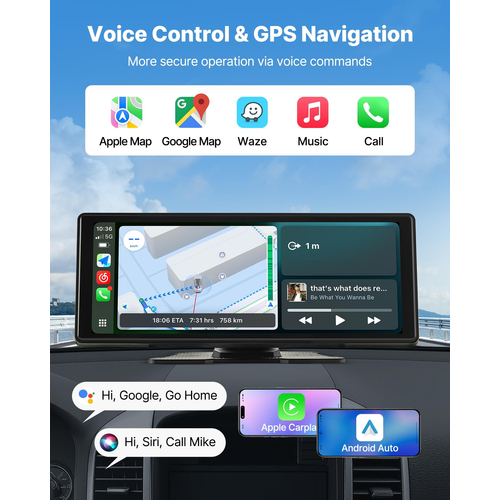 Στερεοφωνικό αυτοκινήτου VEVOR Ραδιόφωνο CarPlay Οθόνη αφής 10 σε Apple Android Auto Bluetooth