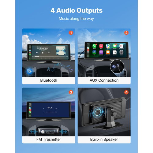 Στερεοφωνικό αυτοκινήτου VEVOR Ραδιόφωνο CarPlay Οθόνη αφής 10 σε Apple Android Auto Bluetooth