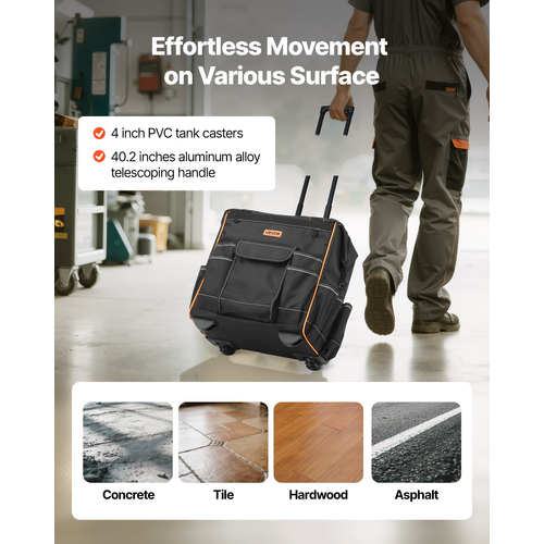 Τσάντα εργαλείων VEVOR Rolling Tool Bag 25 θέσεων, βαρέως τύπου, με ρόδες