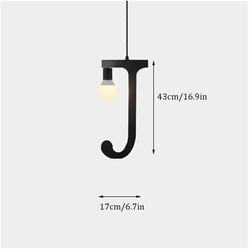 100151-J ALPHABET Μοντέρνο Κρεμαστό Φωτιστικό Οροφής Μονόφωτο 1xE27 Μαύρο Μεταλλικό Φιγούρα J Φ17 x Υ43cm