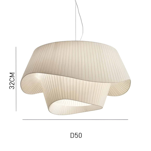 LG-7244 Retro Υφασμάτινο Κρεμαστό Φωτιστικό D50xH32cm Λευκό Ε27x4