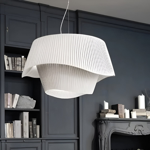 LG-7244 Retro Υφασμάτινο Κρεμαστό Φωτιστικό D50xH32cm Λευκό Ε27x4