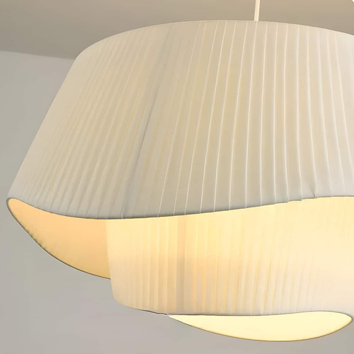 LG-7244 Retro Υφασμάτινο Κρεμαστό Φωτιστικό D50xH32cm Λευκό Ε27x4