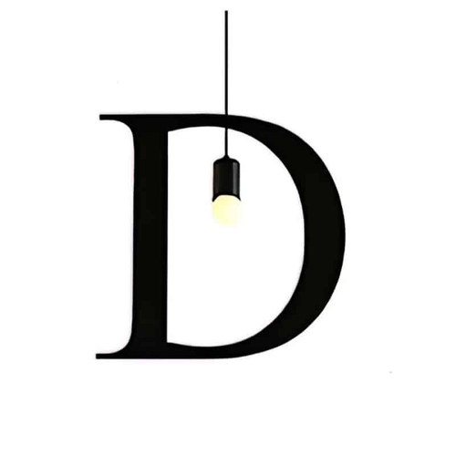 100151-D ALPHABET Μοντέρνο Κρεμαστό Φωτιστικό Οροφής Μονόφωτο 1xE27 Μαύρο Μεταλλικό Φιγούρα D Φ33 x Υ38cm