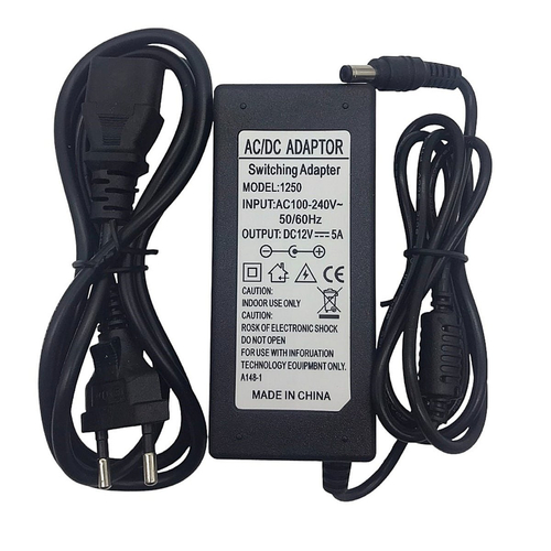 100076 Πλαστικό Τροφοδοτικό LED 60W 5A - AC 220-240V σε DC 12V - IP20 - 2 Χρόνια Εγγύηση