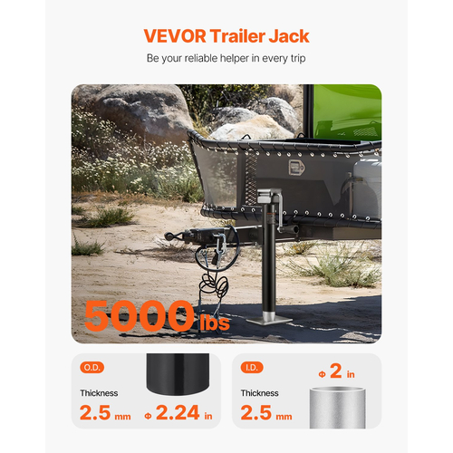 VEVOR Trailer Jack Weld-on Pipe Mount Swivel Trailer Jack 5000 lbs 15" Travel | VEVOR US