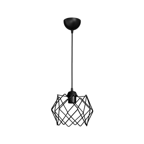 GloboStar® VORTEX 203-0277 Mοντέρνο Κρεμαστό Φωτιστικό Πλέγμα Μονόφωτο 1 x E27 IP20 Μαύρο Μέταλλο - Μ23.5 x Π23.5 x Υ20cm