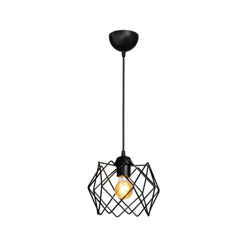 GloboStar® VORTEX 203-0277 Mοντέρνο Κρεμαστό Φωτιστικό Πλέγμα Μονόφωτο 1 x E27 IP20 Μαύρο Μέταλλο - Μ23.5 x Π23.5 x Υ20cm