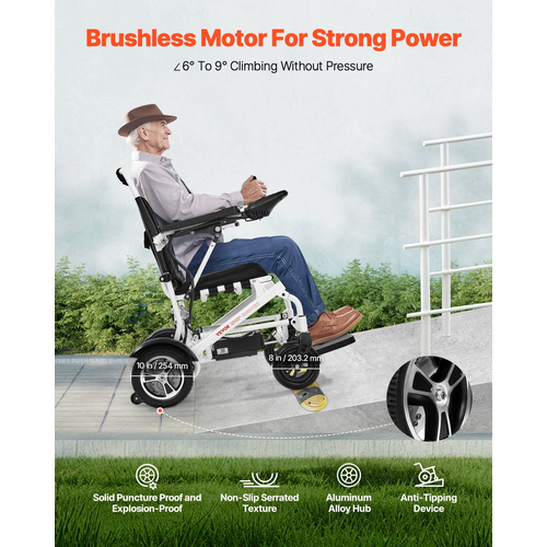 Electric Wheelchair 300lbs Capacity Foldable Lightweight 13 Mile | VEVOR US