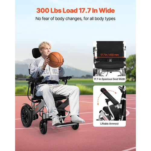 Electric Wheelchair 300lbs Capacity Adjustable Backrest Foldable 13 Mile | VEVOR US
