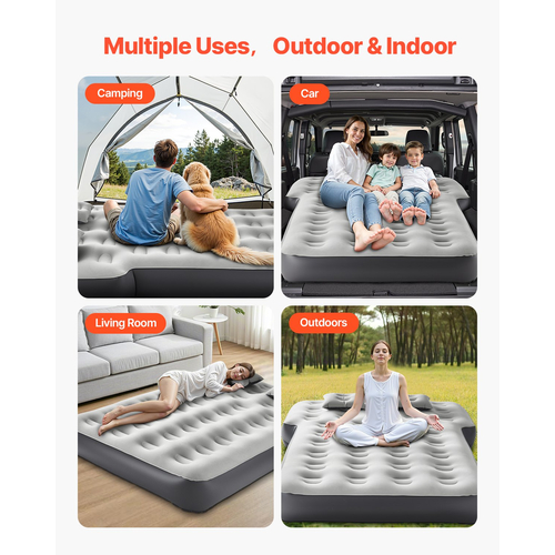 Car Air Mattress Inflatable Car Camping Travel Bed Sleeping Pad Built in Pump | VEVOR US