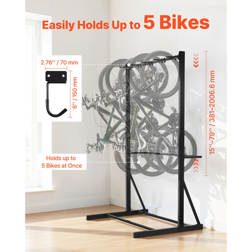 Βάση ποδηλάτου VEVOR Max 5 Bikes, όρθια βάση ποδηλάτου