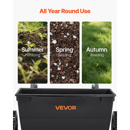 Walk-Behind Push Broadcast Spreader 50LBS 18 in Spreading Width for Fertilizer | VEVOR US