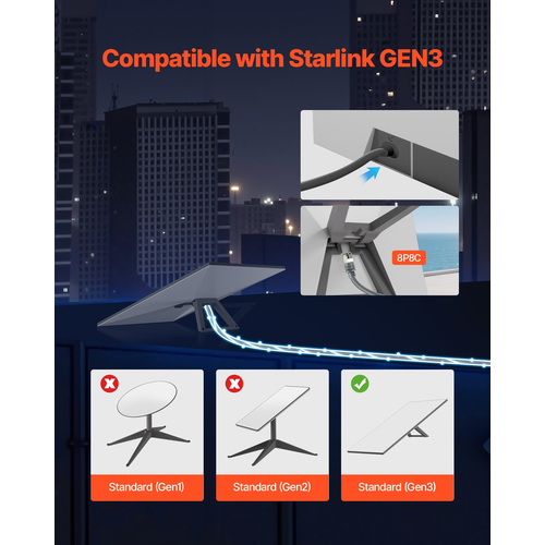 Καλώδιο VEVOR Starlink Gen 3 150 FT Καλώδιο επέκτασης Standard Generation 3 1200 Mps