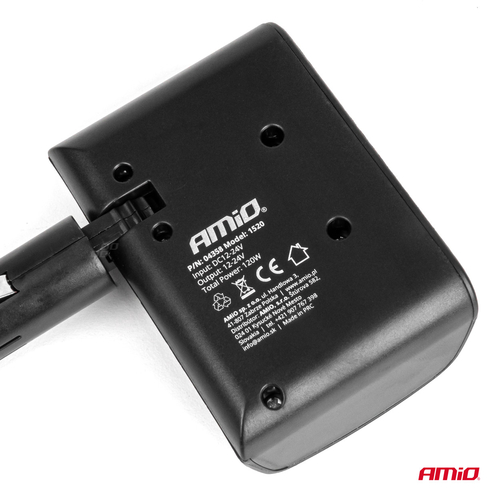 ΑΝΤΑΠΤΟΡΑΣ ΑΝΑΠΤΗΡΑ 12/24V 120W ΜΑΥΡΟΣ/3 ΘΕΣΕΙΣ/ΠΕΡΙΣΤΡΟΦΗ 90 ΜΟΙΡΩΝ AMIO - 1 Τεμ.