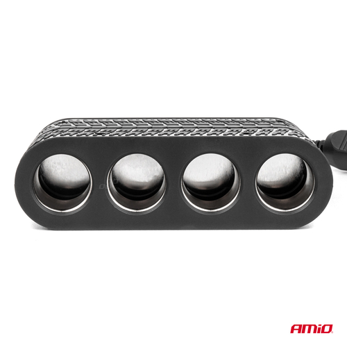 ΑΝΤΑΠΤΟΡΑΣ ΑΝΑΠΤΗΡΑ 12/24V 120W ΜΑΥΡΟΣ - 4 ΘΕΣΕΙΣ - 2xUSB-A + 1xUSB-C - ΚΑΛΩΔΙΟ 80cm AMIO - 1 Τεμ.