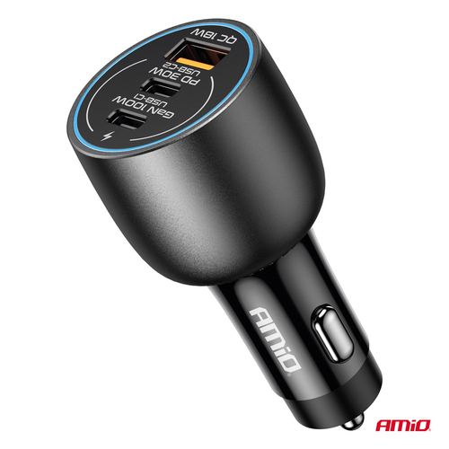 ΦΟΡΤΙΣΤΗΣ ΑΝΑΠΤΗΡΑ 12/24V ΜΕ 3 ΘΥΡΕΣ 2xUSB-C/1xUSB-A 95W 5V/3A ΤΑΧΕΙΑΣ ΦΟΡΤΙΣΗΣ ΑΛΟΥΜΙΝΙΟ/ΜΑΥΡΟΣ ΑΜΙΟ - 1 Τεμ.