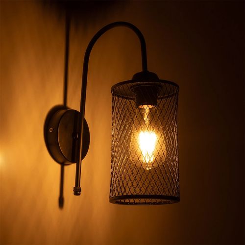 GLOBOSTAR® HANDANG 201-0123 Vintage Φωτιστικό Τοίχου - Απλίκα με Ντουί 1 x E27 AC 220-240V IP20 - Μαύρο - Μ12 x Π24 x Υ34cm