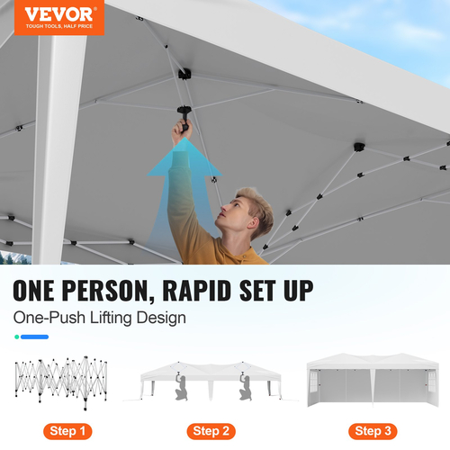 VEVOR Αναδυόμενη Σκηνή Κιόσκι 10 x 20 FT με 3 Πλευρικά Τοίχους & 2 Παράθυρα