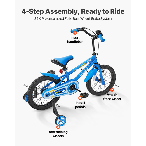 Παιδικό Ποδήλατο VEVOR 35,56 cm, Παιδικό Ποδήλατο BMX για Αγόρια & Κορίτσια Ηλικίας 3-6 ετών