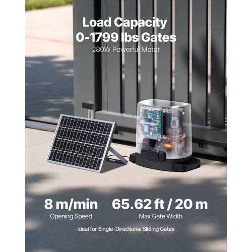VEVOR Ηλιακός Ανοιχτήρας Πόρτας 280W Ηλεκτρικός Ανοιχτήρας Πόρτας 1799lbs με Εξοπλισμό, Τηλεχειριστήρια Track 2