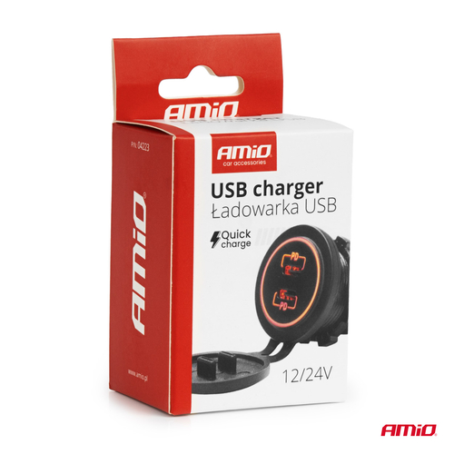 ΠΡΙΖΑ ΜΕ 2 ΘΥΡΕΣ USB-C ΚΑΙ ΚΑΠΑΚΙ 12/24V ΑΔΙΑΒΡΟΧΗ ΜΕ ΚΟΚΚΙΝΟ LED ΦΩΣ ΜΑΥΡΗ ΑΜΙΟ - 1 τεμ.