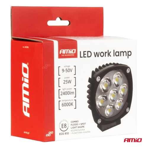 ΠΡΟΒΟΛΕΑΣ ΕΡΓΑΣΙΑΣ LED 21W 9>50V 3 ΧΡΗΣΕΩΝ ΛΕΥΚΟ ΦΩΣ 108x108x48mm AMIO - 1 Τεμ.