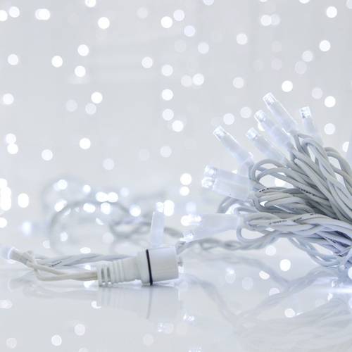 ΣΕΙΡΑ, 100 LED 5mm, 230V, 2 ΕΠΕΚΤΑΣΕΙΣ ΕΩΣ 9 ΣΕΤ, ΛΕΥΚΟ ΚΑΟΥΤΣΟΥΚ ΚΑΛΩΔΙΟ, ΛΕΥΚΟ LED, ΑΝΑ 10cm, ΧΩΡΙΣ ΠΑΡΟΧΗ, ΙΡ65