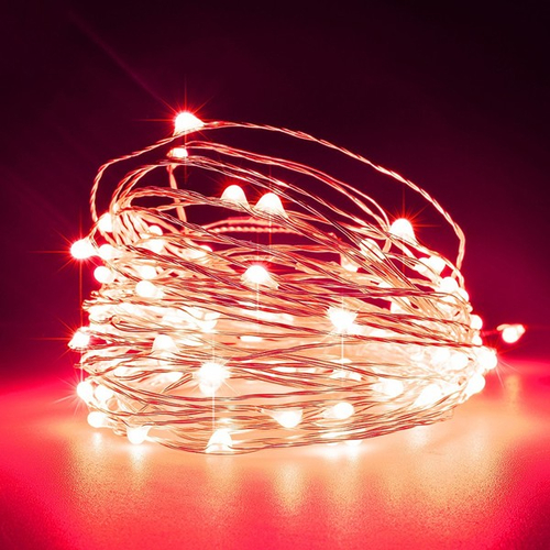 ΣΕΙΡΑ, 100 MINI LED, 4,5V ΜΕΤΑΣΧΗΜΑΤΙΣΤΗ, ΣΤΑΘΕΡΟ, ΑΣΗΜΙ ΧΑΛΚΙΝΟ ΚΑΛΩΔΙΟ, ΚΟΚΚΙΝΟ LED, ΑΝΑ 10cm, ΠΡΟΕΚΤΑΣΗ ΠΑΡΟΧΗΣ 5m, ΙΡ44