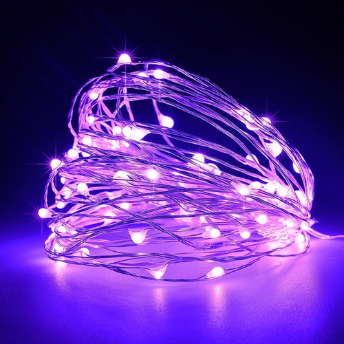 ΣΕΙΡΑ, 100 MINI LED, 4,5V ΜΕΤΑΣΧΗΜΑΤΙΣΤΗ, ΣΤΑΘΕΡΟ, ΑΣΗΜΙ ΧΑΛΚΙΝΟ ΚΑΛΩΔΙΟ, ΜΩΒ LED, ΑΝΑ 10cm, ΠΡΟΕΚΤΑΣΗ ΠΑΡΟΧΗΣ 5m, ΙΡ44