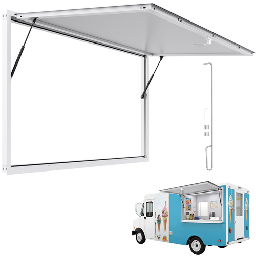 VEVOR 188x102 cm Στάθμη Παραλαβής με Παράθυρο, Φορτηγό Σέρβις Τροφίμων, Τέντα