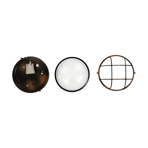 GLOBOSTAR® BOATLIGHT 61623 Vintage Φωτιστικό Καραβοχελώνα Τοίχου & Οροφής με Ντουί 1 x E27 AC 220-240V Αδιάβροχο IP65 - Χάλκινο Παλαιωμένο Εφέ Σκουριάς Ματ - Μ17.5 x Π17.5 x Υ9cm