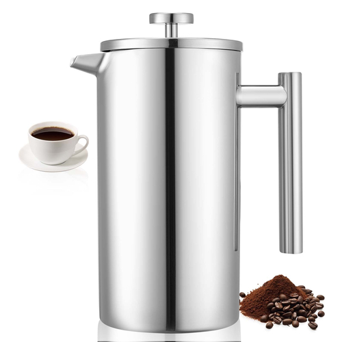 Καφετιέρα VEVOR French Press 1,5L από ανοξείδωτο ατσάλι, ασημί