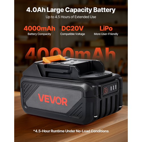 Συνδυασμός μπαταρίας και φορτιστή VEVOR 20V MAX, μπαταρία ιόντων λιθίου 4.0 Ah, γρήγορη φόρτιση