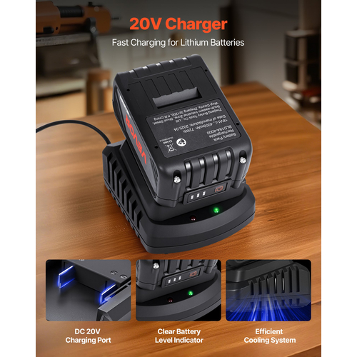 Συνδυασμός μπαταρίας και φορτιστή VEVOR 20V MAX, μπαταρία ιόντων λιθίου 4.0 Ah, γρήγορη φόρτιση
