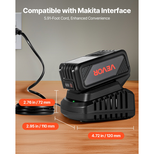 Συνδυασμός μπαταρίας και φορτιστή VEVOR 20V MAX, μπαταρία ιόντων λιθίου 4.0 Ah, γρήγορη φόρτιση