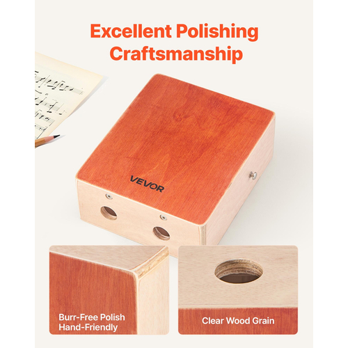 VEVOR Cajon Box Ξύλινο Κρουστό Όργανο με Χορδές Κιθάρας Τσάντα Ταξιδιού