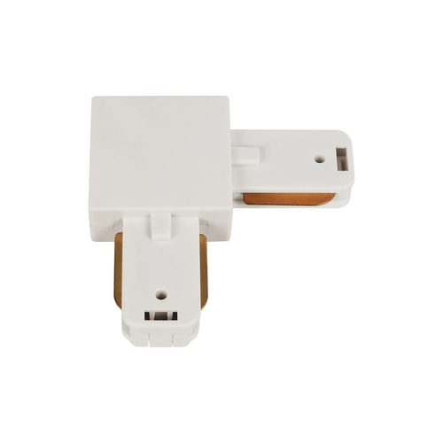 GLOBOSTAR® EUROTRACK-1PH 60906 Μονοφασικός Σύνδεσμος Γ Ράγας 2 Καλωδίων 1L+1N για Σύστημα Ράγας Eurotrack-1PH AC 220-240V IP20 - Λευκό Ματ - Μ6.5 x Π6.5 x Υ1.6cm
