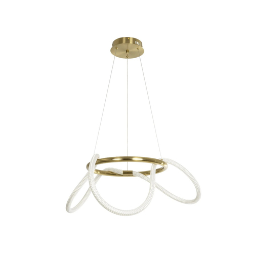 kelvo® GLOW 61658 Μοντέρνο Κρεμαστό Φωτιστικό Οροφής LED 36W 3600lm 360° AC 220-240V IP20 Ρυθμιζόμενο Λευκό CCT με Χειριστήριο από 2700K έως 6000K Dimmable - Lumileds SMD Chip - Χρυσό Πλατίνα & Λευκό Νήμα - Μ60 x Π60 x Υ45cm - 3 Χρόνια Εγγύηση