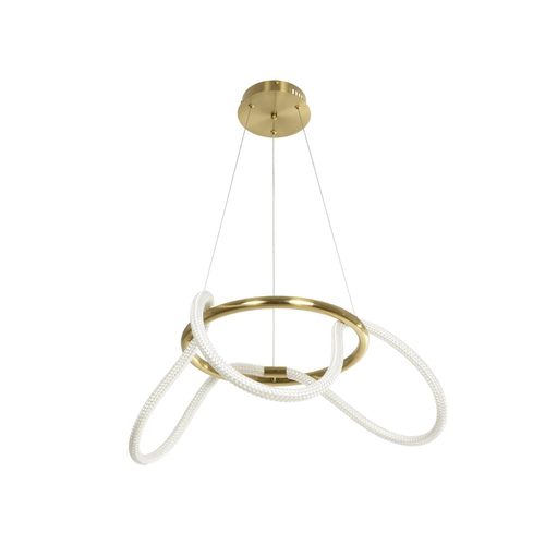 kelvo® GLOW 61658 Μοντέρνο Κρεμαστό Φωτιστικό Οροφής LED 36W 3600lm 360° AC 220-240V IP20 Ρυθμιζόμενο Λευκό CCT με Χειριστήριο από 2700K έως 6000K Dimmable - Lumileds SMD Chip - Χρυσό Πλατίνα & Λευκό Νήμα - Μ60 x Π60 x Υ45cm - 3 Χρόνια Εγγύηση