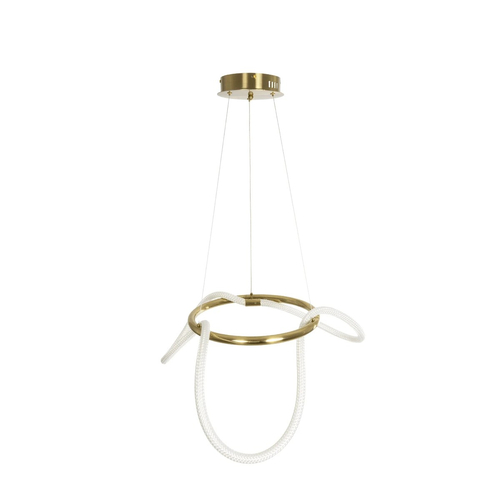 kelvo® GLOW 61658 Μοντέρνο Κρεμαστό Φωτιστικό Οροφής LED 36W 3600lm 360° AC 220-240V IP20 Ρυθμιζόμενο Λευκό CCT με Χειριστήριο από 2700K έως 6000K Dimmable - Lumileds SMD Chip - Χρυσό Πλατίνα & Λευκό Νήμα - Μ60 x Π60 x Υ45cm - 3 Χρόνια Εγγύηση
