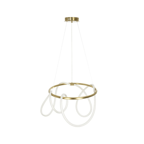 kelvo® GLOW 61659 Μοντέρνο Κρεμαστό Φωτιστικό Οροφής LED 58W 5800lm 360° AC 220-240V IP20 Ρυθμιζόμενο Λευκό CCT με Χειριστήριο από 2700K έως 6000K Dimmable - Lumileds SMD Chip - Χρυσό Πλατίνα & Λευκό Νήμα - Μ80 x Π80 x Υ60cm - 3 Χρόνια Εγγύηση