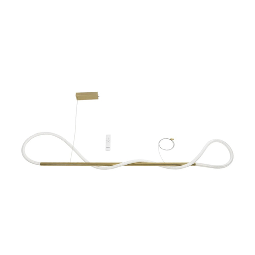 kelvo® GLOW 61662 Μοντέρνο Κρεμαστό Φωτιστικό Οροφής LED 34W 3400lm 360° AC 220-240V IP20 Ρυθμιζόμενο Λευκό CCT με Χειριστήριο από 2700K έως 6000K Dimmable - Lumileds SMD Chip - Χρυσό Πλατίνα & Λευκό Νήμα - Μ120 x Π35 x Υ50cm - 3 Χρόνια Εγγύηση