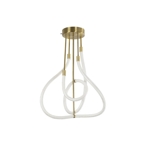 kelvo® GLOW 61670 Μοντέρνο Φωτιστικό Οροφής LED 40W 4000lm 360° AC 220-240V IP20 Ρυθμιζόμενο Λευκό CCT με Χειριστήριο από 2700K έως 6000K Dimmable - Lumileds SMD Chip - Χρυσό Πλατίνα & Λευκό Νήμα - Μ50 x Π50 x Υ70cm - 3 Χρόνια Εγγύηση