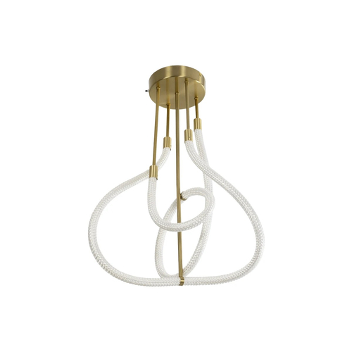 kelvo® GLOW 61670 Μοντέρνο Φωτιστικό Οροφής LED 40W 4000lm 360° AC 220-240V IP20 Ρυθμιζόμενο Λευκό CCT με Χειριστήριο από 2700K έως 6000K Dimmable - Lumileds SMD Chip - Χρυσό Πλατίνα & Λευκό Νήμα - Μ50 x Π50 x Υ70cm - 3 Χρόνια Εγγύηση