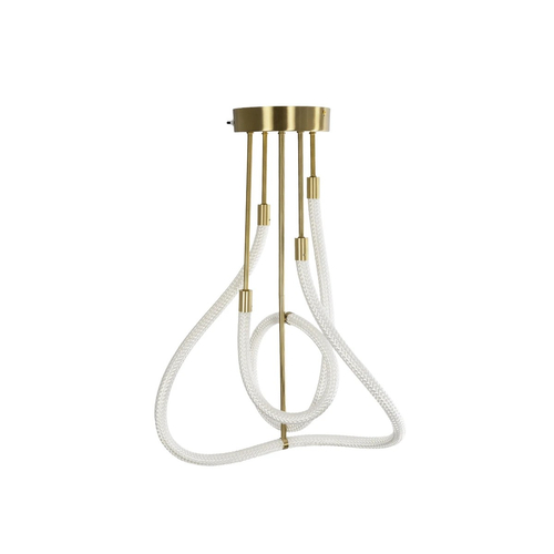 kelvo® GLOW 61670 Μοντέρνο Φωτιστικό Οροφής LED 40W 4000lm 360° AC 220-240V IP20 Ρυθμιζόμενο Λευκό CCT με Χειριστήριο από 2700K έως 6000K Dimmable - Lumileds SMD Chip - Χρυσό Πλατίνα & Λευκό Νήμα - Μ50 x Π50 x Υ70cm - 3 Χρόνια Εγγύηση