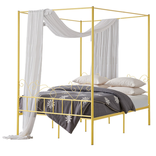 VEVOR Κρεβάτι Queen Size με Σκελετό, Μεταλλικό Κρεβάτι με Σκελετό και Κεφαλάρι & Τέσσερις Αφίσες